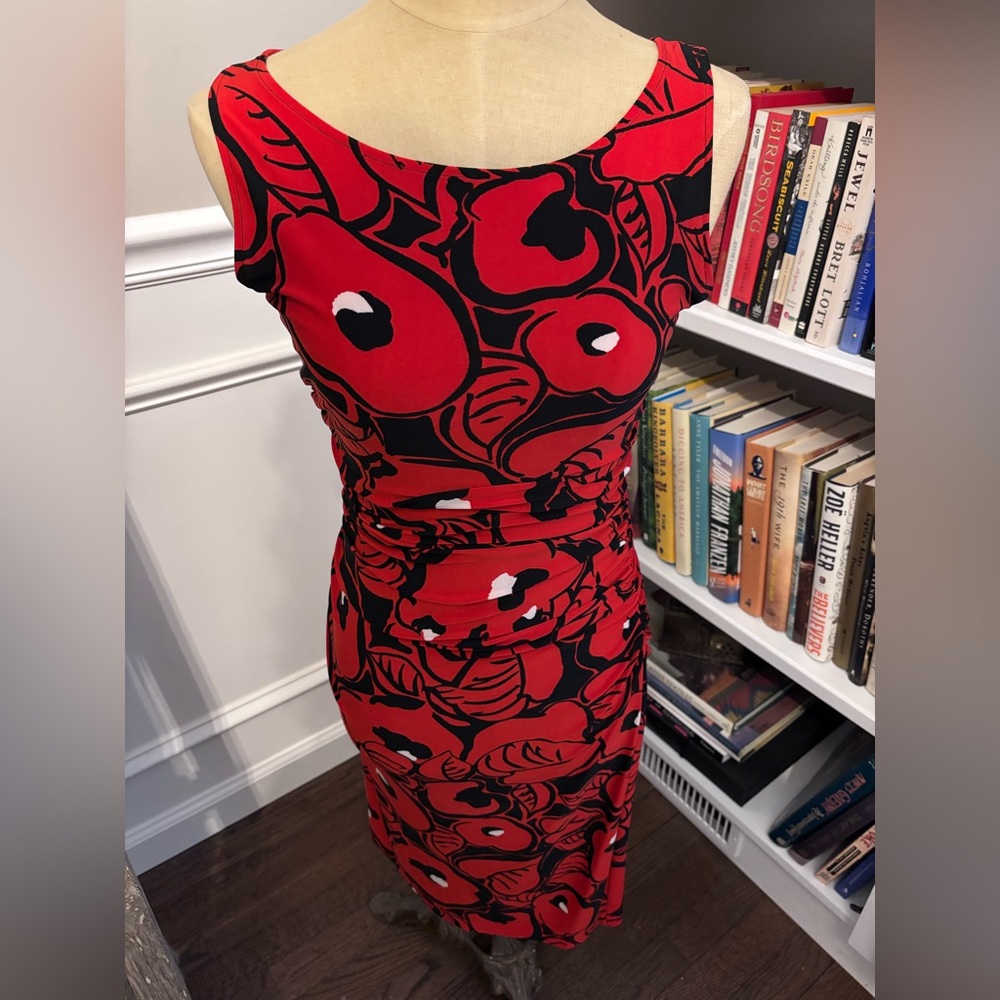 Red and Black Patterned Women's Dress